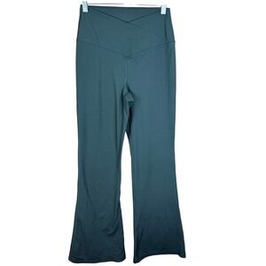 Yogalicious Lux Womens Teal Crossover V-Waist Flare Yoga Pants Medium